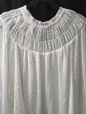 J. Crew Ivory Swiss Dot Smocked Blouse